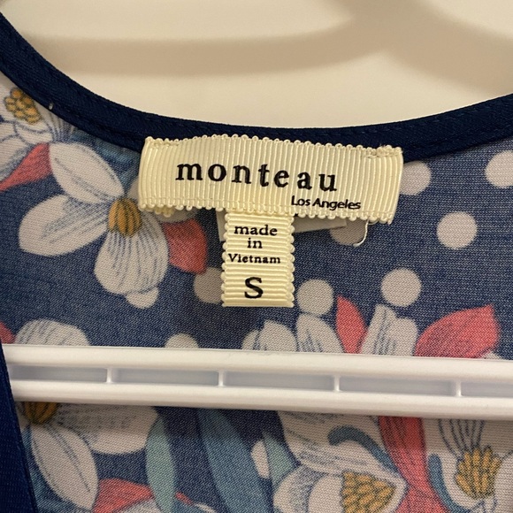 floral v neck tea dress with tie waist - Picture 4 of 8